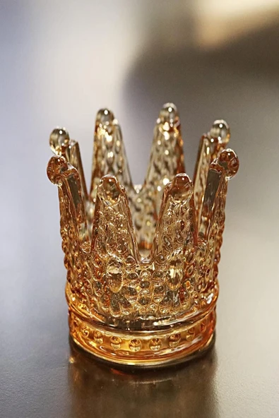 Kristal Zarafet – Taç Şeklinde Küllük ve Mumluk Gold - 2