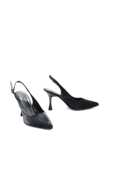 Pisagor Ps-32650 8,5 Cm Topuklu Kadın Arkası Açık Stiletto Ayakkabı - 9