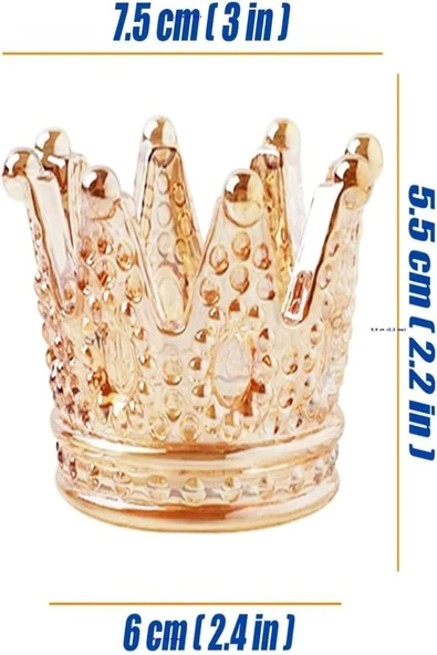 6'lı Set Kristal Taç Mumluk Gold - 8