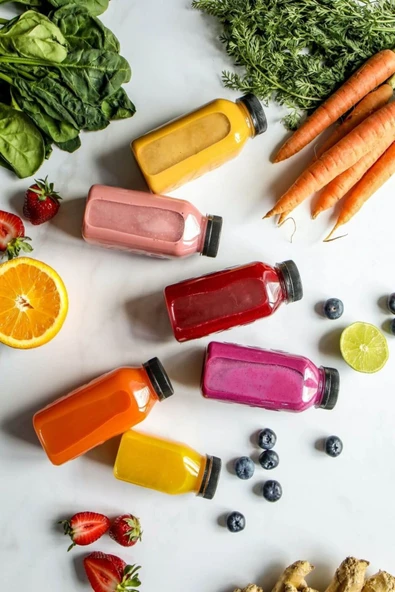 6 Adet Smoothie Detoks Şişesi Şeffaf Plastik Sızdırmaz Kapak Köşeli Meyve Suyu Şişesi 300 ML