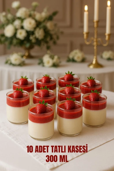 10’lu Şeffaf Sunum Kabı – 300 ml | Tatlı, Salata ve Aperatif Servisi İçin Pratik Kullanım