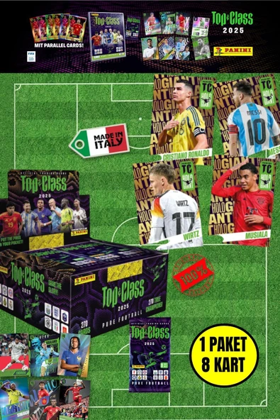 Panini Adrenalyn Top Class - 2025 Official Trading Card Futbolcu Kartları - 1 PAKET (8 KART)