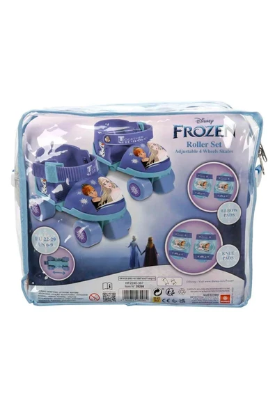 Frozen Çantalı Kasklı, Dizlik ve Dirseklikli 4 Teker Paten Seti-Mor-22-29 Numara için Ayarlanabilir - 2