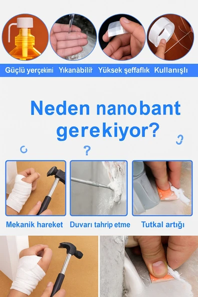 2 Metre Çift Taraflı NanoFix Şeffaf Güçlü Bant - 5