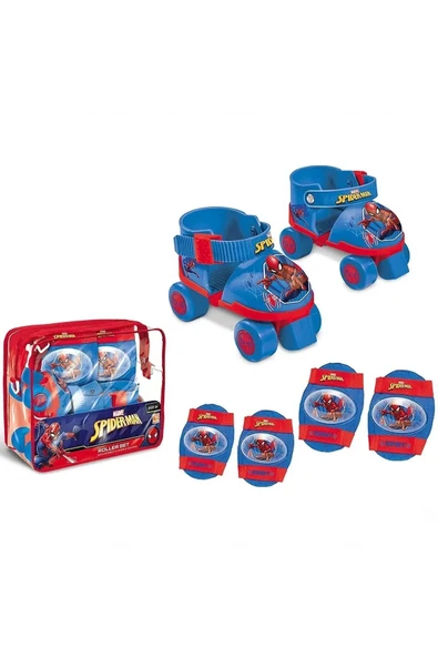 Spiderman Çantalı Kask, Dizlik ve Dirseklikli 4 Teker Paten Seti - 22 - 29 Numara için Ayarlanabilir - 2