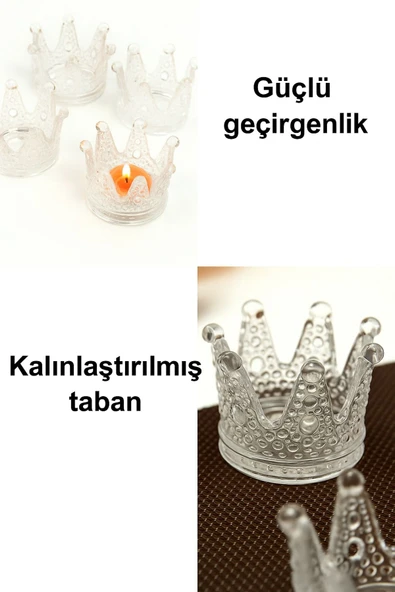 Taç Form Cam Küllük / Mumluk / Fırça Kabı - 2