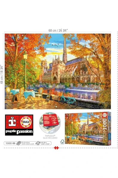 Educa 1000 Parçalık Sonbaharda Notre Dame Manzarası Puzzle - 19936 - 3