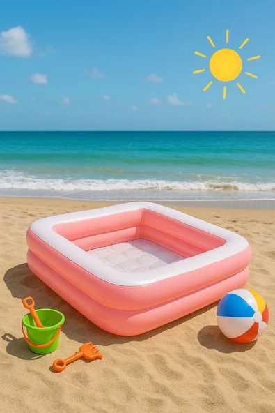 Yaz Serinliği Kare Çocuk Havuzu – 86x25 Pembe - 4