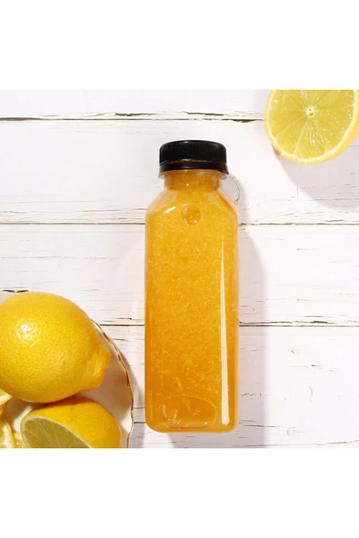 5 Adet Smoothie Detoks Şişesi Şeffaf Plastik Sızdırmaz Kapak Köşeli Meyve Suyu Şişesi 250 ML - 6