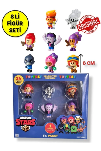 Brawl Star 8 Li Figür Seti - Model 3 - (AMBER CROW)