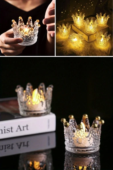 ® Kral Tacı Model Mini Mumluk,Küllük,Lokumluk Çok Amaçlı Şeffaf Cam Kase - 3