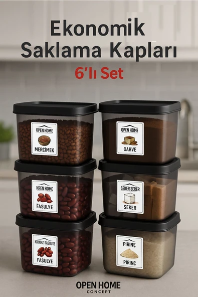 6’lı Set Saklama Kabı – Antrasit Renkli, Pratik ve Şık 550 ML