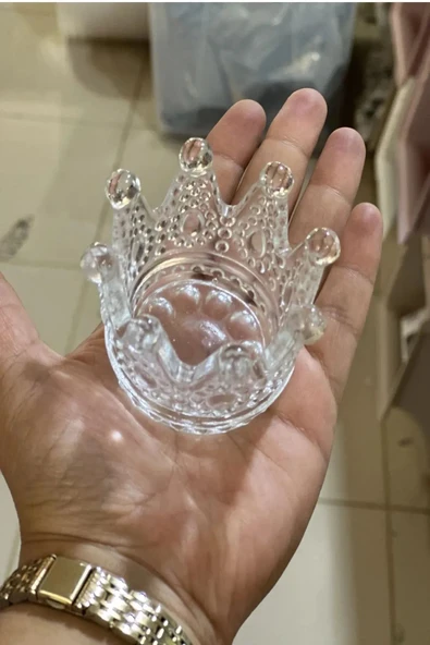 6'lı Set Kristal Taç Mumluk Şeffaf - 7