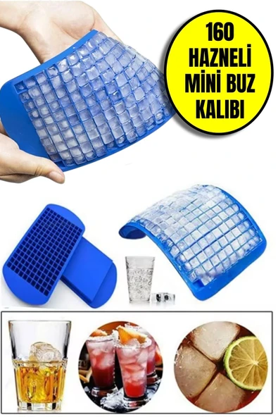 160'lı Mini Küp Şekilli Silikon Buzluk - Mini Küplü Sunum Buz Kalıbı
