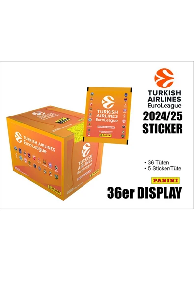 Promo Pack 2024-25 Turkish Airlines EuroLeague Panini Official Sticker 1 Kutu (36 Paket-180 adet) - 5