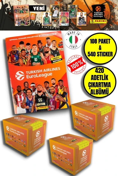 Turkish Airlines Euroleague Çıkartma Albümü + 108 Paket (540 Adet) Sticker