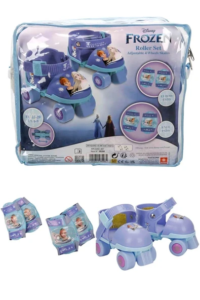 Frozen Çantalı Kasklı, Dizlik ve Dirseklikli 4 Teker Paten Seti-Mor-22-29 Numara için Ayarlanabilir - 5