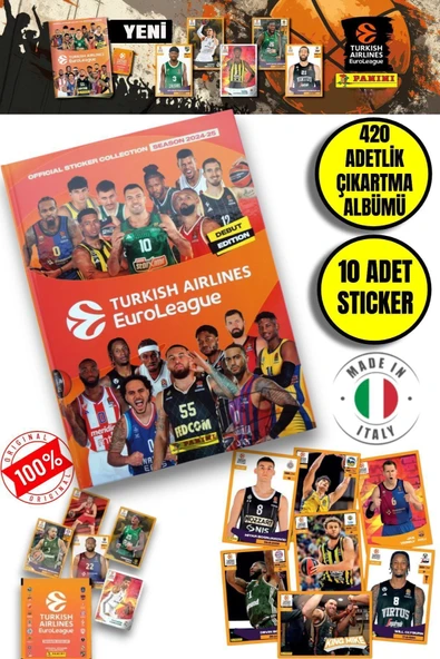 2024-25 Turkish Airlines Euroleague Çıkartma Albümü 10 Adet Sticker Hediyeli