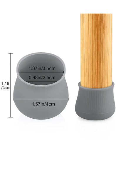 Masa ve Sandalye Ayak Koruyucu Silikon 1 Pkt (12 Adet) Gri - 5