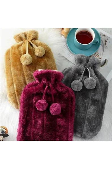 Buffer® 2 Litre Ponponlu Peluş Sıcak Su Torbası 1.sınıf Kauçuk Malzeme