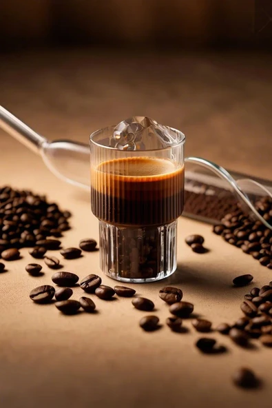 4'lü Origami Cam Model Borosilikat Soğuk Kahve Kokteyl Meşrubat Bardak 300 Ml-4'lü Cam Pipet Hediye - 4