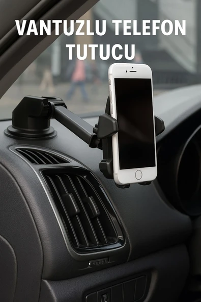 360° Dönebilen Vantuzlu Araç Telefon Tutucu