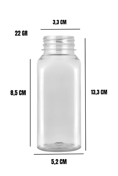 10 Adet Smoothie Detoks Şişesi Şeffaf Plastik Sızdırmaz Kapak Köşeli Meyve Suyu Şişesi 250 Ml - 8
