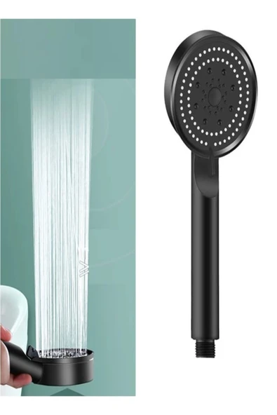 5 Modlu Duş Başlığı Tasarruflu Masaj Etkisi Banyo Duş Başlığı Siyah - 3