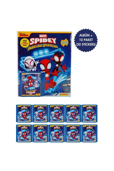 Lisanslı Spidey Mega Başlangıç Paketi Album+10 Paket(50 Stickers) Çıkartma