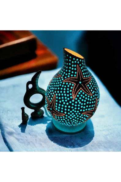 Deniz Yıldızı Desenli Su Kabağı Lamba Beyaz Renk - 5