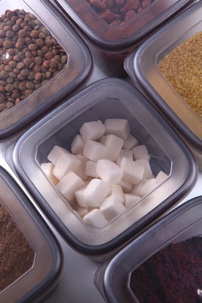 8'li Set Saklama Kabı – Antrasit Renkli, Pratik ve Şık 2x2lt-2x1,2lt-4x550 ML - 3