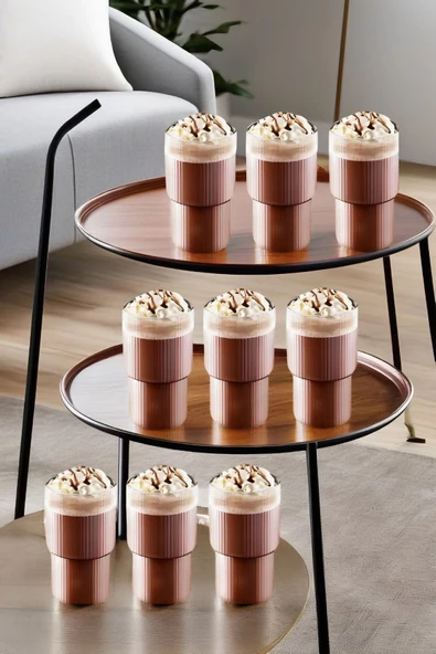 9'lu Origami Cam Model Borosilikat Soğuk Kahve Kokteyl Meşrubat Bardak 300 Ml-9 Cam Pipet Hediye - 4