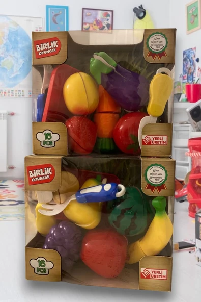 Eğitici Mutfak Oyunu 16 Parça Kesilebilir Meyve ve Sebze ürün görseli 1