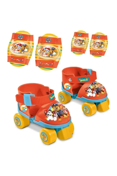 Paw Patrol Çantalı Dizlik ve Dirseklikli 4 Teker Paten Seti-Kırmızı- (22-29 Numara Ayarlanabilir) - 5