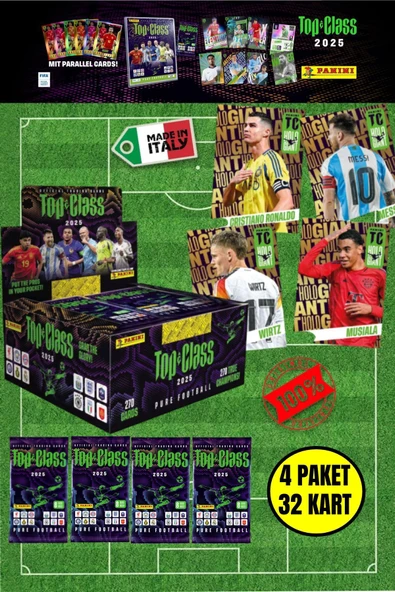 Panini Adrenalyn Top Class - 2025 Official Trading Card Futbolcu Kartları - 4 PAKET (32 KART)
