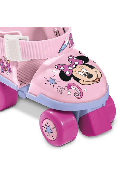 Minnie Çantalı Dizlik ve Dirseklikli 4 Teker Paten Seti -Pembe- (22 - 29 Numara için Ayarlanabilir) - 5