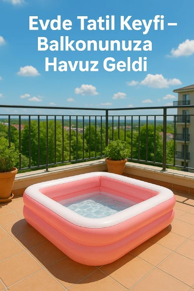 Yaz Serinliği Kare Çocuk Havuzu – 86x25 Pembe - 3