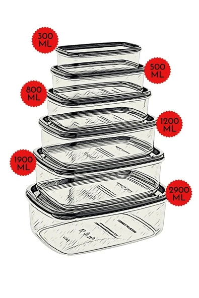 12'li Set Dikdörtgen Saklama Kabı Seti - 2