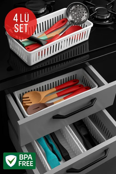 4'lü Çekmece İçi Kaşıklık Sepet Organizer