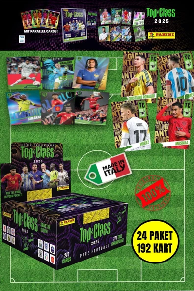 Panini Adrenalyn Top Class - 2025 Official Trading Card Futbolcu Kartları - 24 PAKET (192 KART)