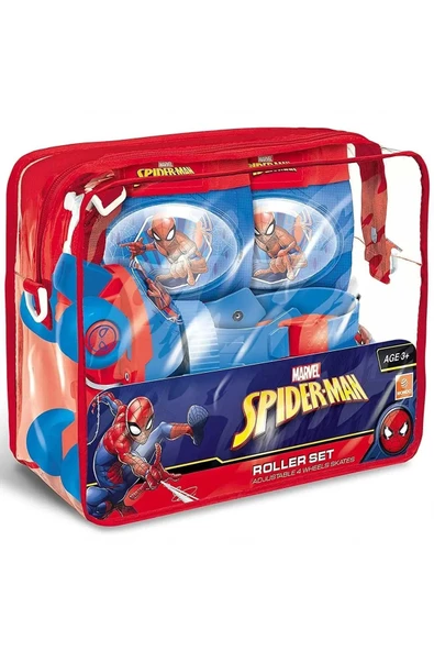 Spiderman Çantalı Kask, Dizlik ve Dirseklikli 4 Teker Paten Seti - 22 - 29 Numara için Ayarlanabilir - 7