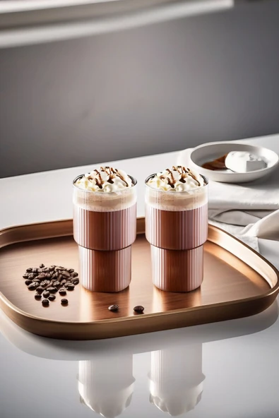 2'li Origami Cam Model Borosilikat Soğuk Kahve Kokteyl Meşrubat Bardak 300 Ml-2'li Cam Pipet Hediye - 3