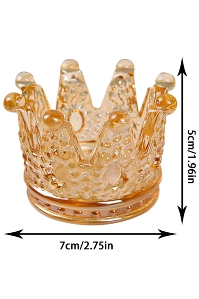 ® Kral Tacı Model Mini Mumluk,Küllük,Lokumluk Çok Amaçlı Şeffaf Bronz Cam Kase - 5