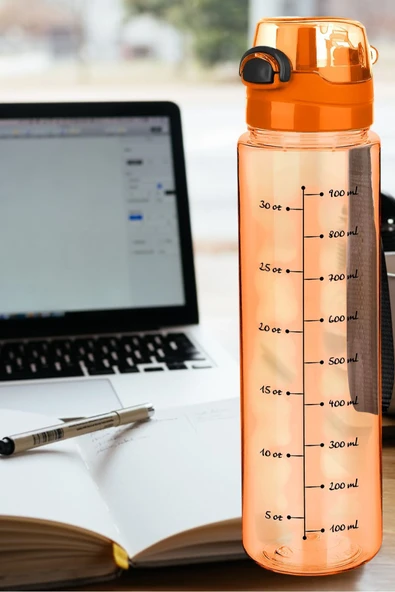 1 Litre - Okul Işyeri Spor Salonu Için Sızdırmaz Damlatmaz Su Matarası Turuncu - 4