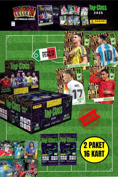 Panini Adrenalyn Top Class - 2025 Official Trading Card Futbolcu Kartları - 2 PAKET (16 KART)