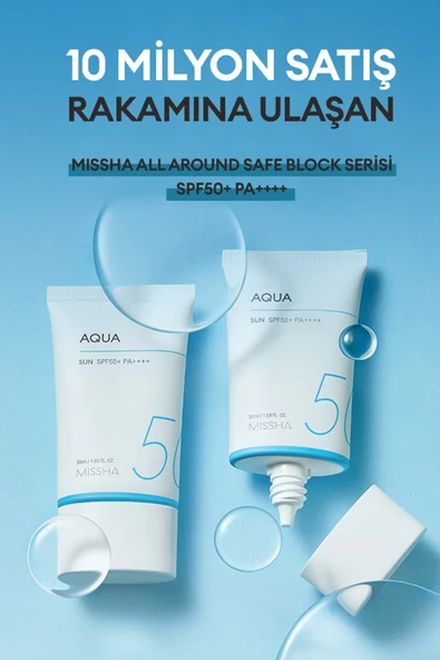 Missha Su Bazlı Güneş Koruyucu Nemlendirici Jel All Around Safe Block Aqua Sun Gel SPF50+/PA++++ (50ml) - 3