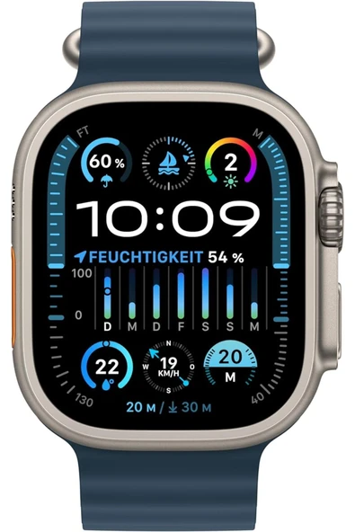Apple Watch Ultra 2 GPS + Cellular 49mm Natürel Titanyum Kasa ve Mavi-Ocean Kordon Akıllı Saat - 2