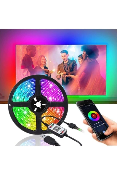 Plentiful Tv Arkası Bluetooth Rgb Usb Silikonlu Led Şerit Aydınlatma 16 Renk - 3 Metre