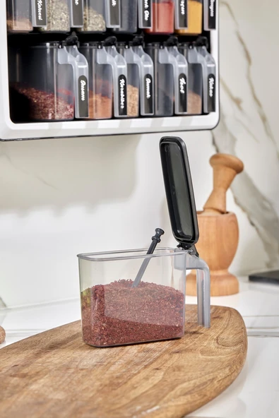 Standplus 12'li Yapışkanlı - Kaşıklı - Standlı Baharatlık Seti (Etiket Hediyeli) - 4