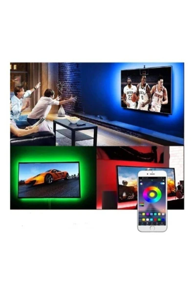Plentiful Tv Arkası Bluetooth Rgb Usb Silikonlu Led Şerit Aydınlatma 16 Renk - 3 Metre - 2